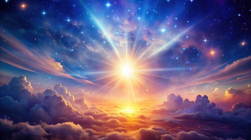 Leuchtender Himmel mit der Aura der Seele
